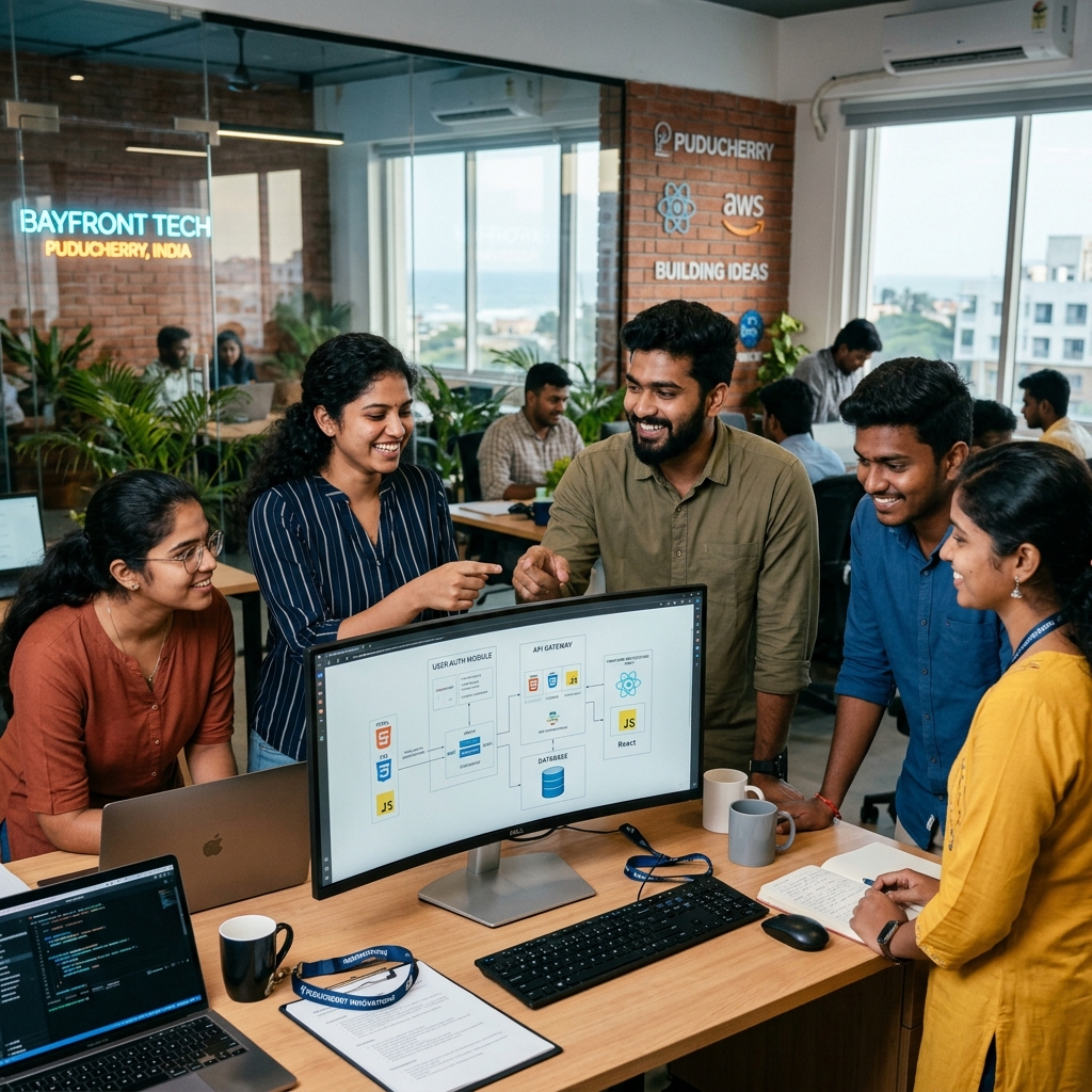 Vallamai Technologies software development team collaborating in office