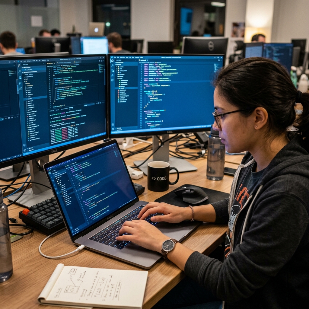 Full Stack Web Development bootcamp - students learning software development